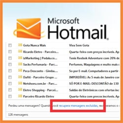 Recuperar emails apagados Hotmail