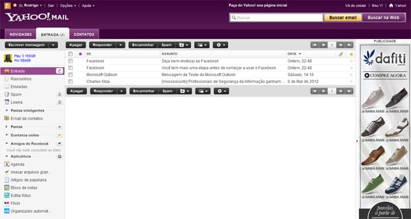 Interface novo Yahoo Mail
